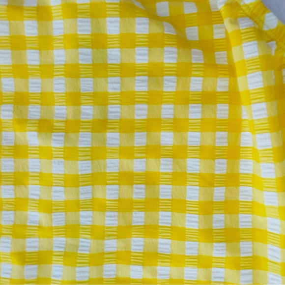 KONA SOL NWT Women's Yellow White Gingham High Waist Full Coverage Bikini Bottom - Picture 12 of 12
